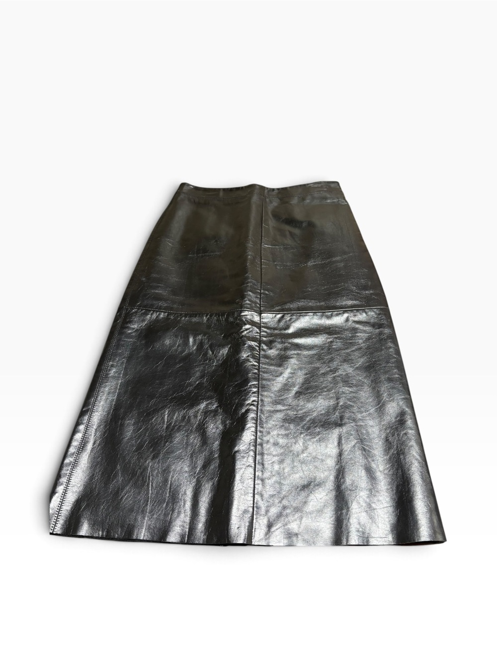 Gap Black Genuine Leather Pencil Skirt Straight Below Knee Length Lined Y2K